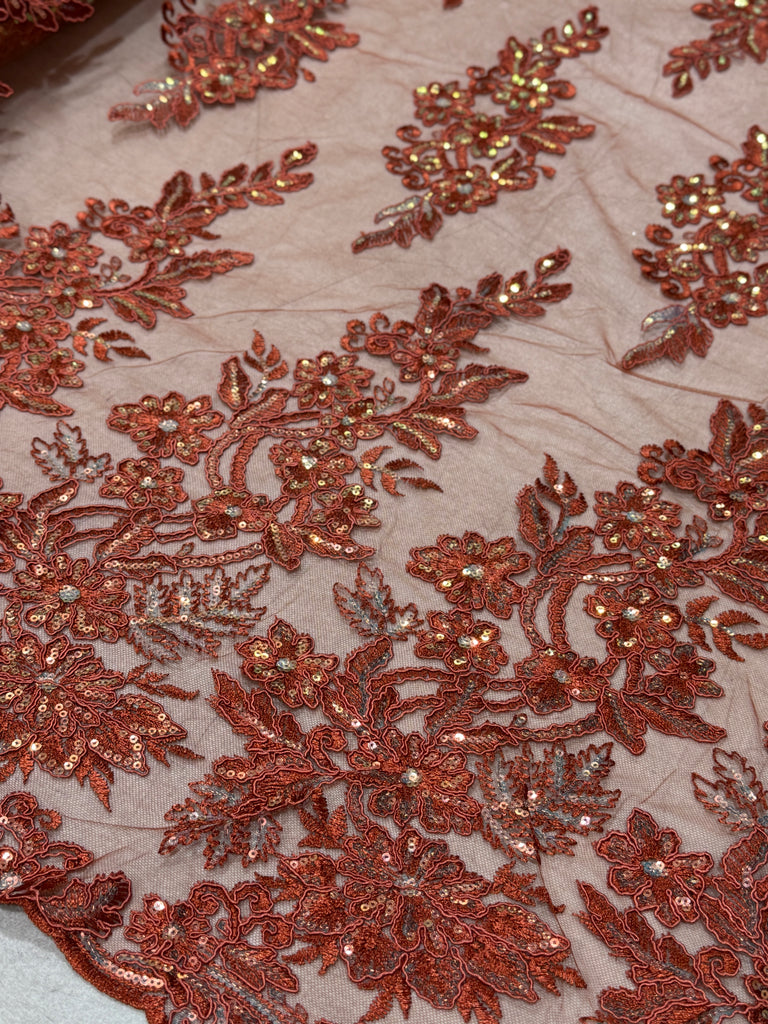 Tul Bordado Con Lentejuela Tornasol "Dubai"