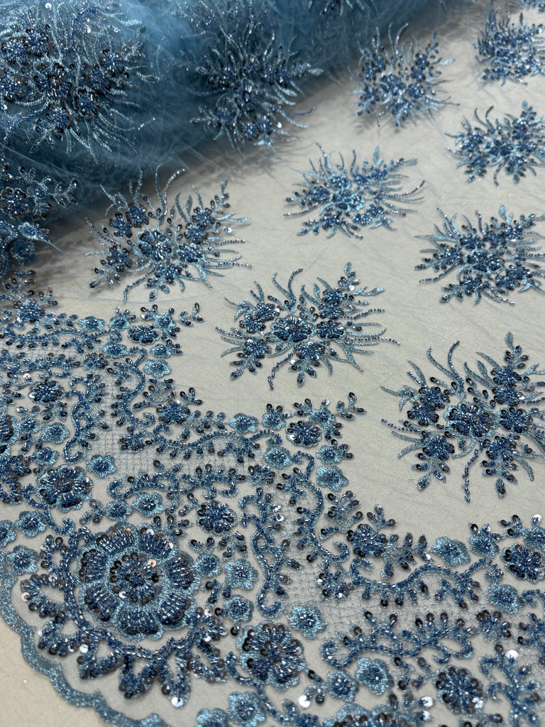 Tul Bordado Con Pedrería "Mirela"