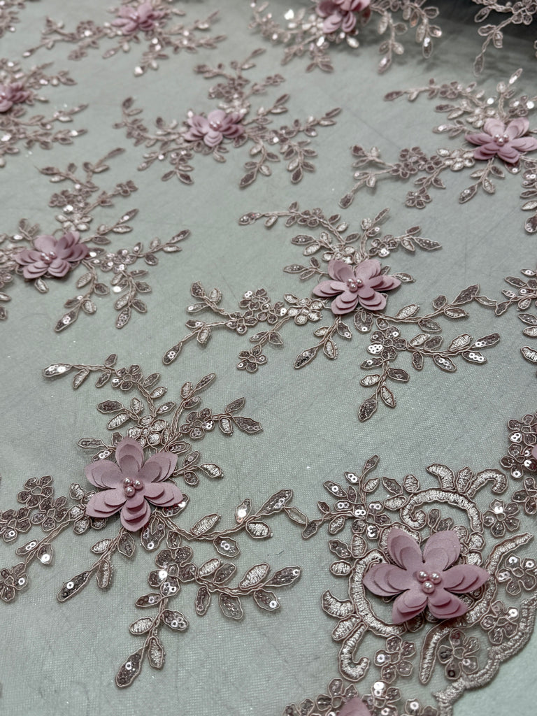 Tul Bordado Flores 3D "Anahi"