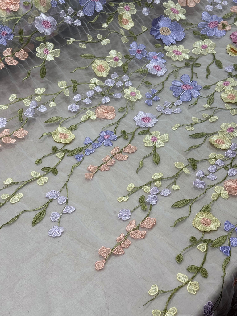 Tul Bordado Flores 3D "Magdalena"