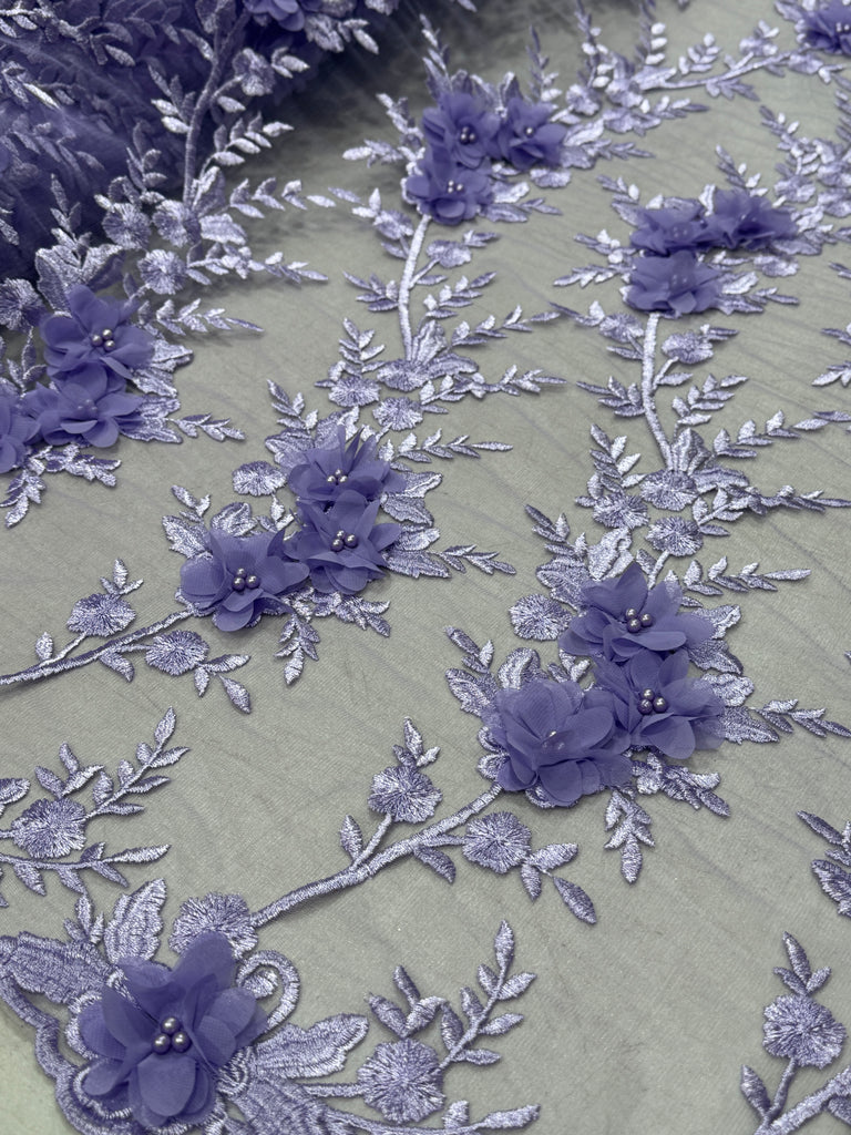 Tul Bordado Con Flores 3D "Carlota"