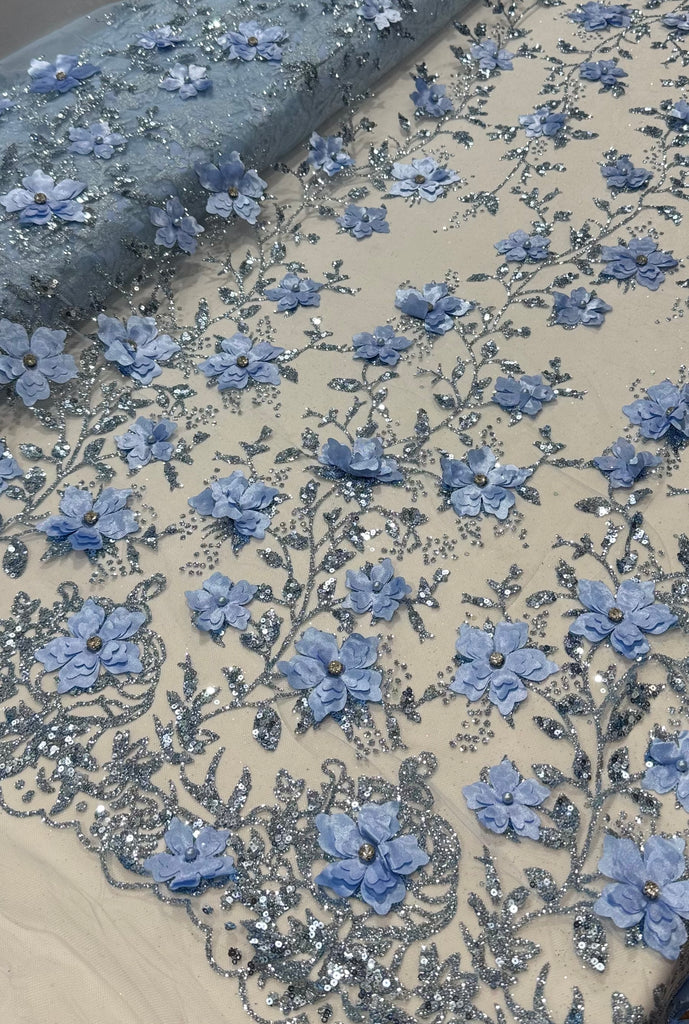 Tul Glitter De DiseñoY Flor 3D "Claudia"