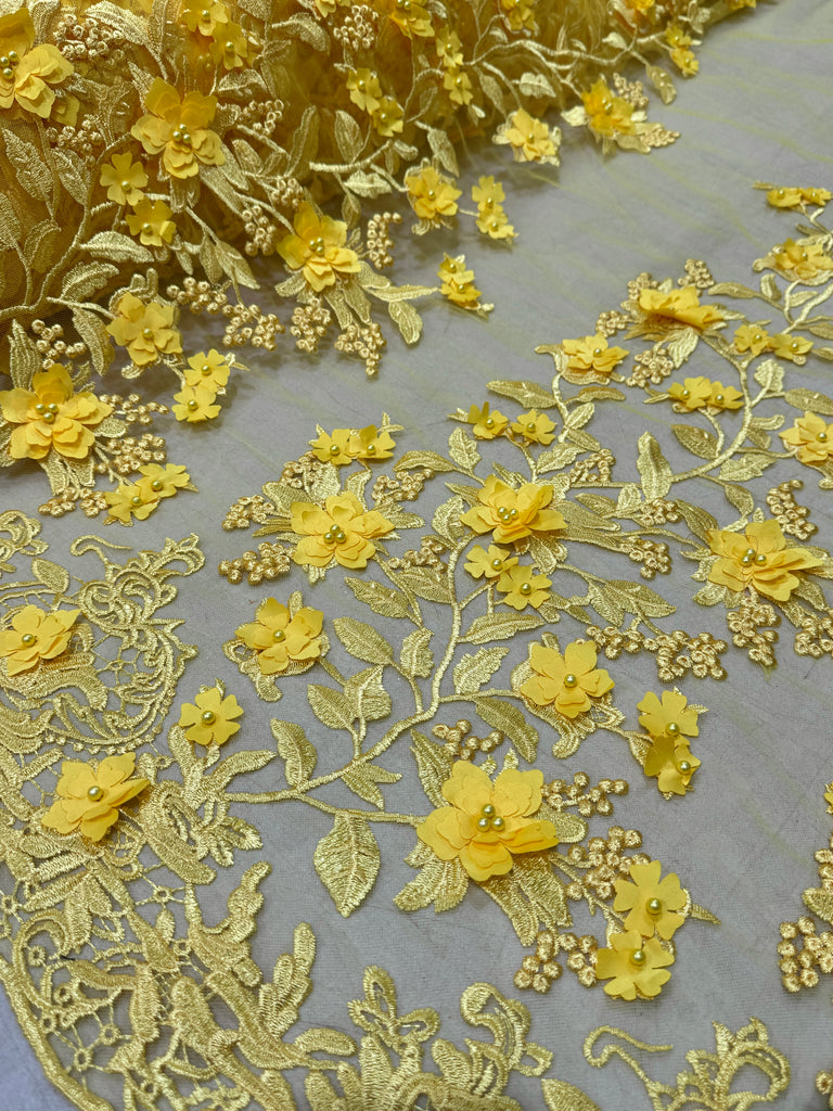 Tul Bordado Guias Flores 3D "Girasoles"