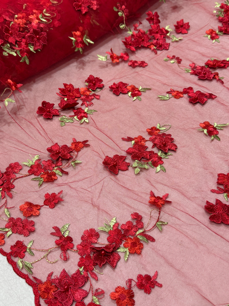 Tul Bordado Flores 3D "Alma"