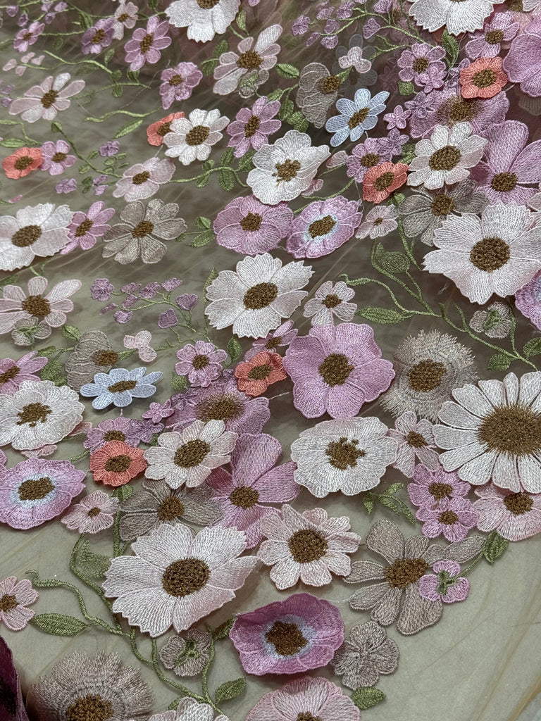 Tul Bordado Flores 3D "Magdalena"