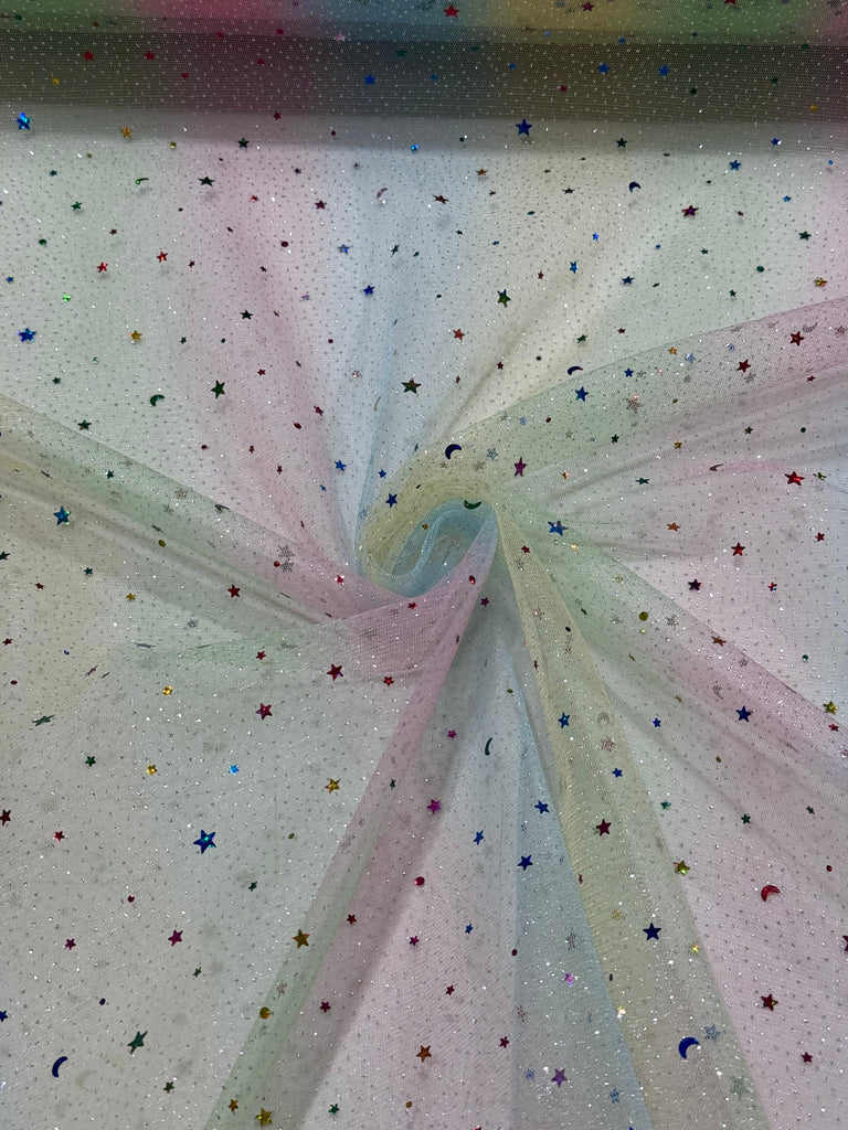 Tul Con Glitter "Estrellas Y Lunas"