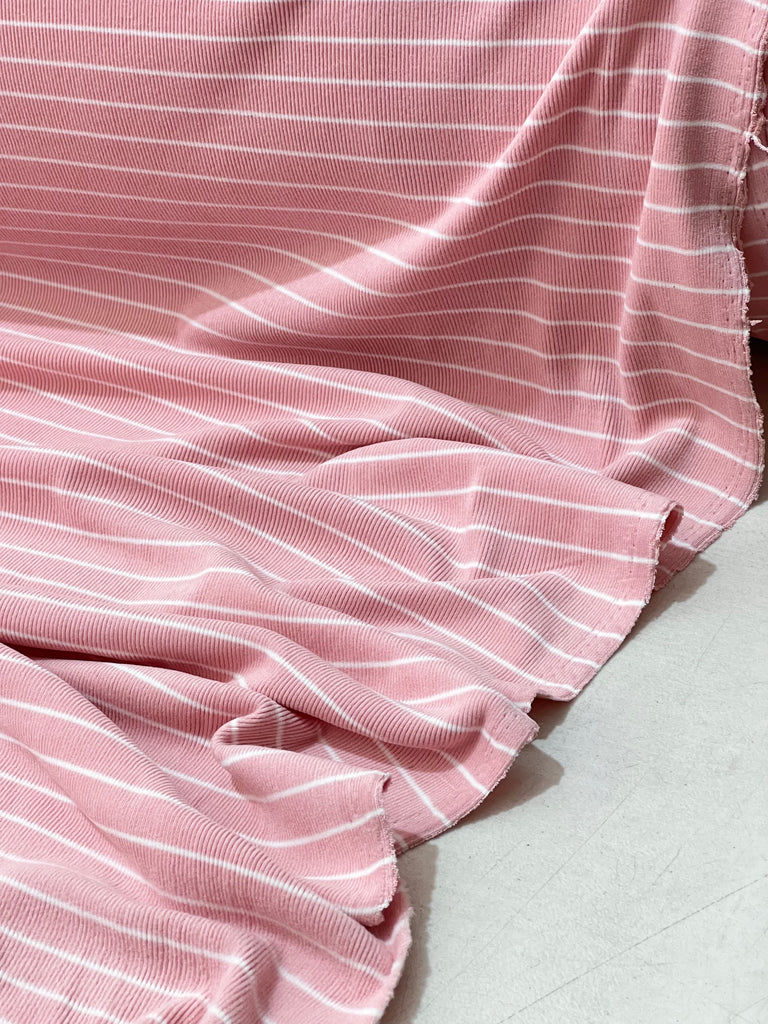 Tela Rib Afelpado Rayado