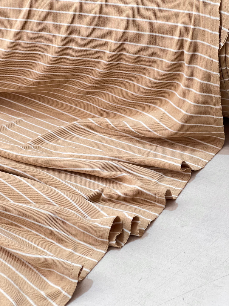 Tela Rib Afelpado Rayado