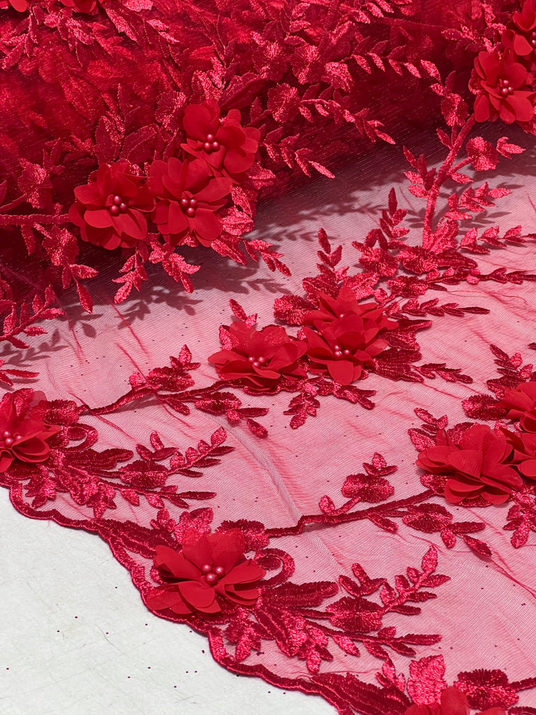 Tul Bordado Con Flores 3D "Carlota"