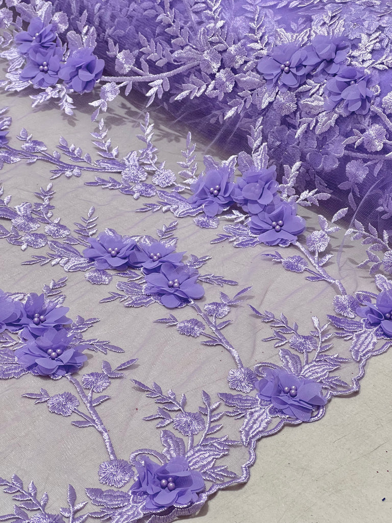 Tul Bordado Con Flores 3D "Carlota"