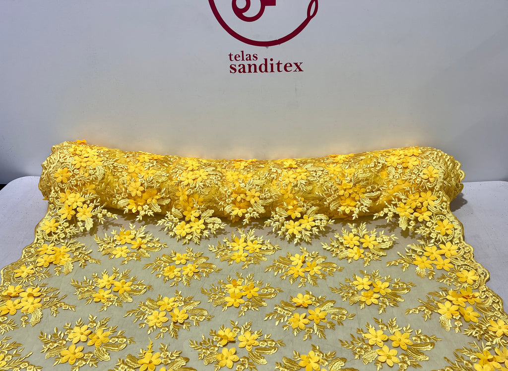Tul Bordado Flores 3D "Zoraya"