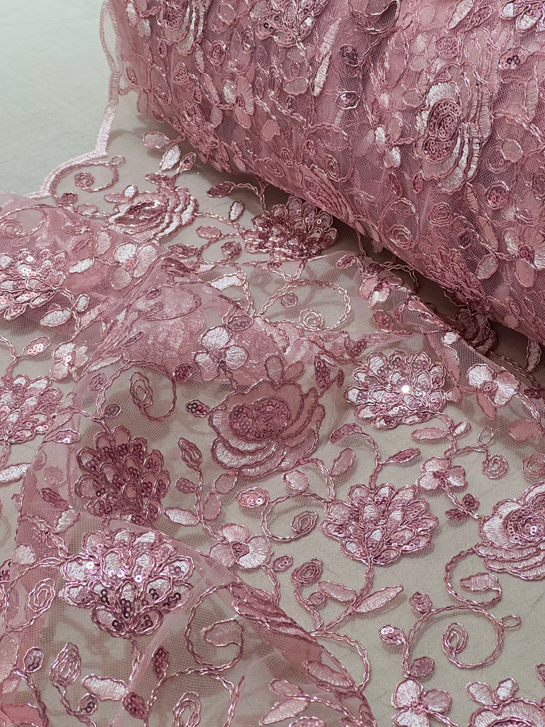 Tul Bordado Con Lentejuela "Rosalba"