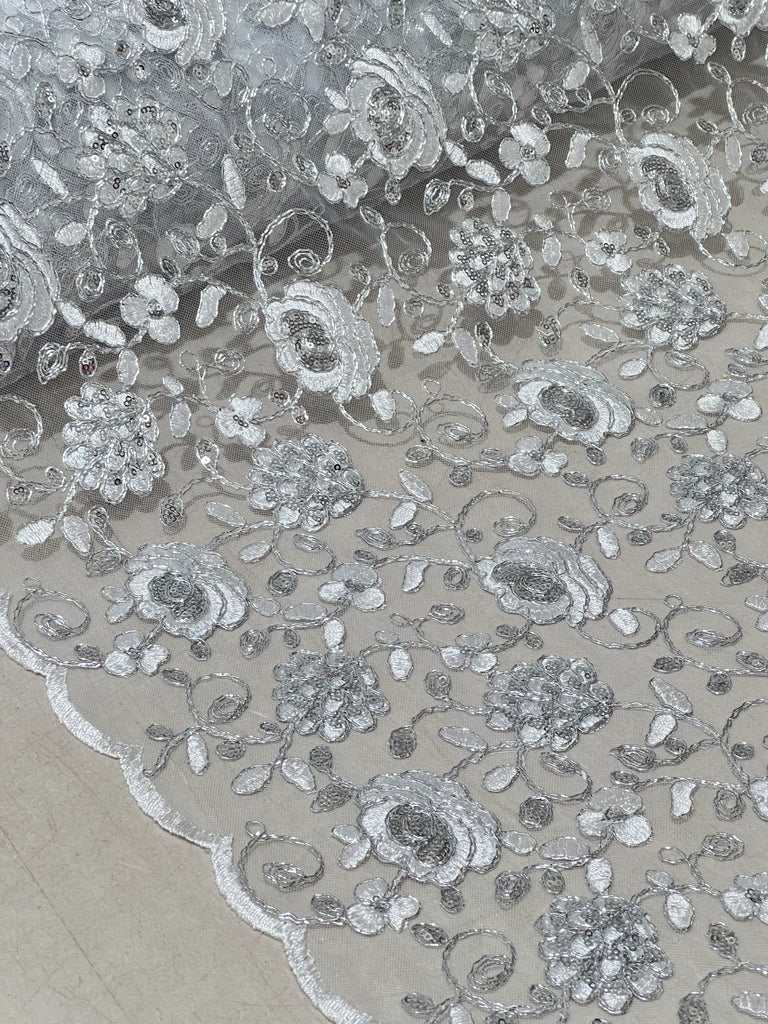 Tul Bordado Con Lentejuela "Rosalba"