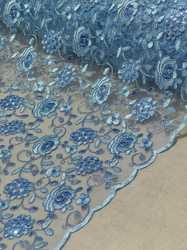 Tul Bordado Con Lentejuela "Rosalba"