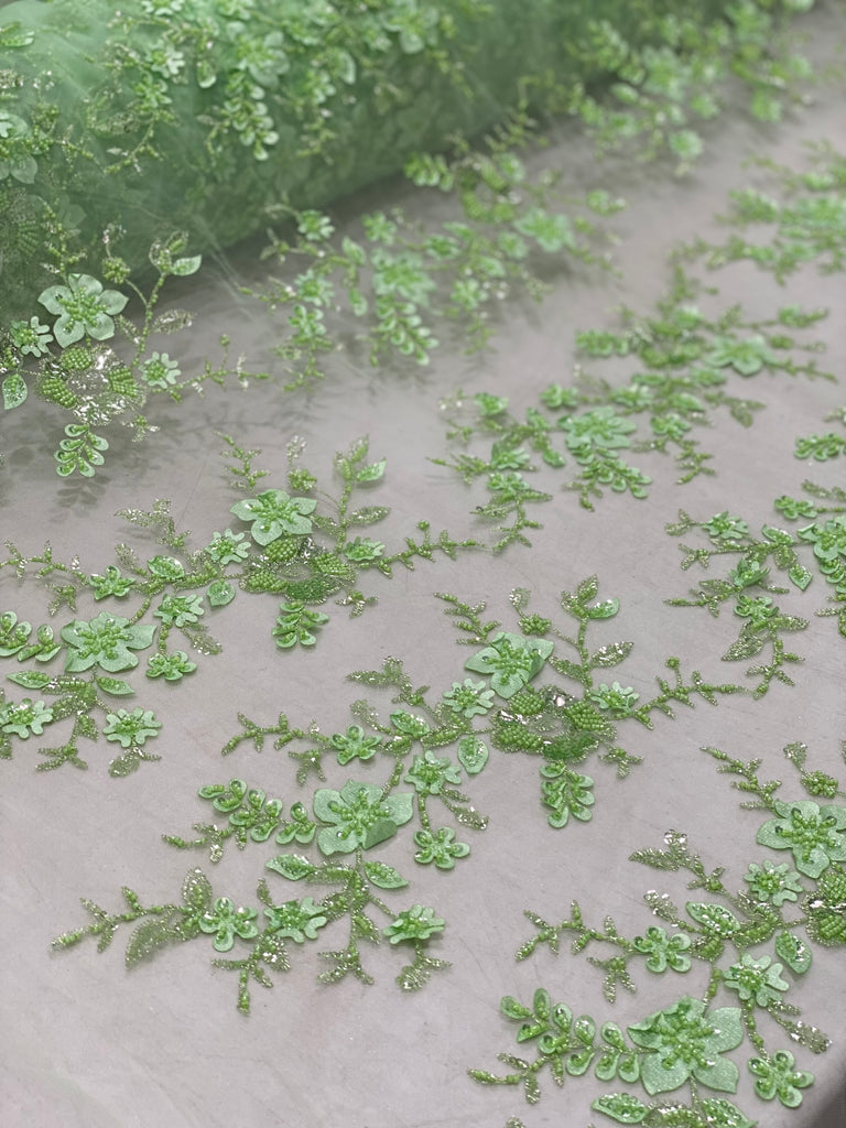 Tul bordado Lentejuela Y Flores 3D "Belisa"